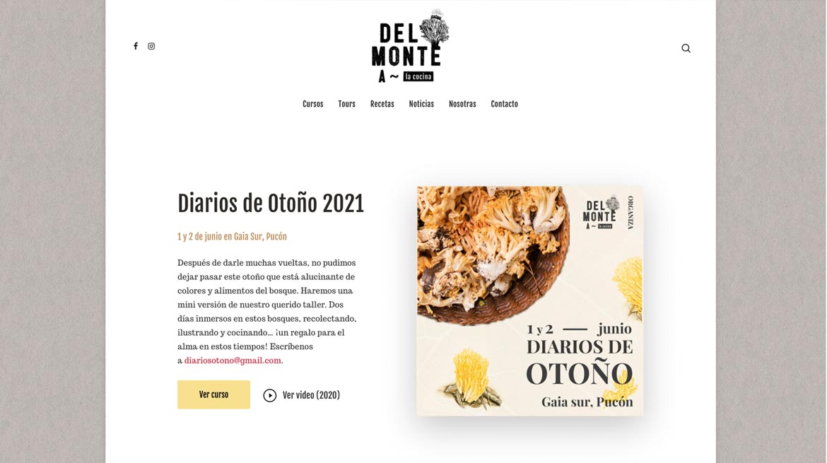 Página web Del monte a la cocina
