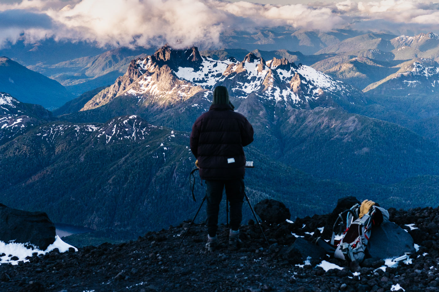 Pintura al aire libre en la Cordillera de Los Andes
