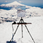 cumbre, en plein air, landscape, lanin, oil painting, outdoor painting, painting, paisaje, pintura, plein air, plein air painting, summit, volcan
