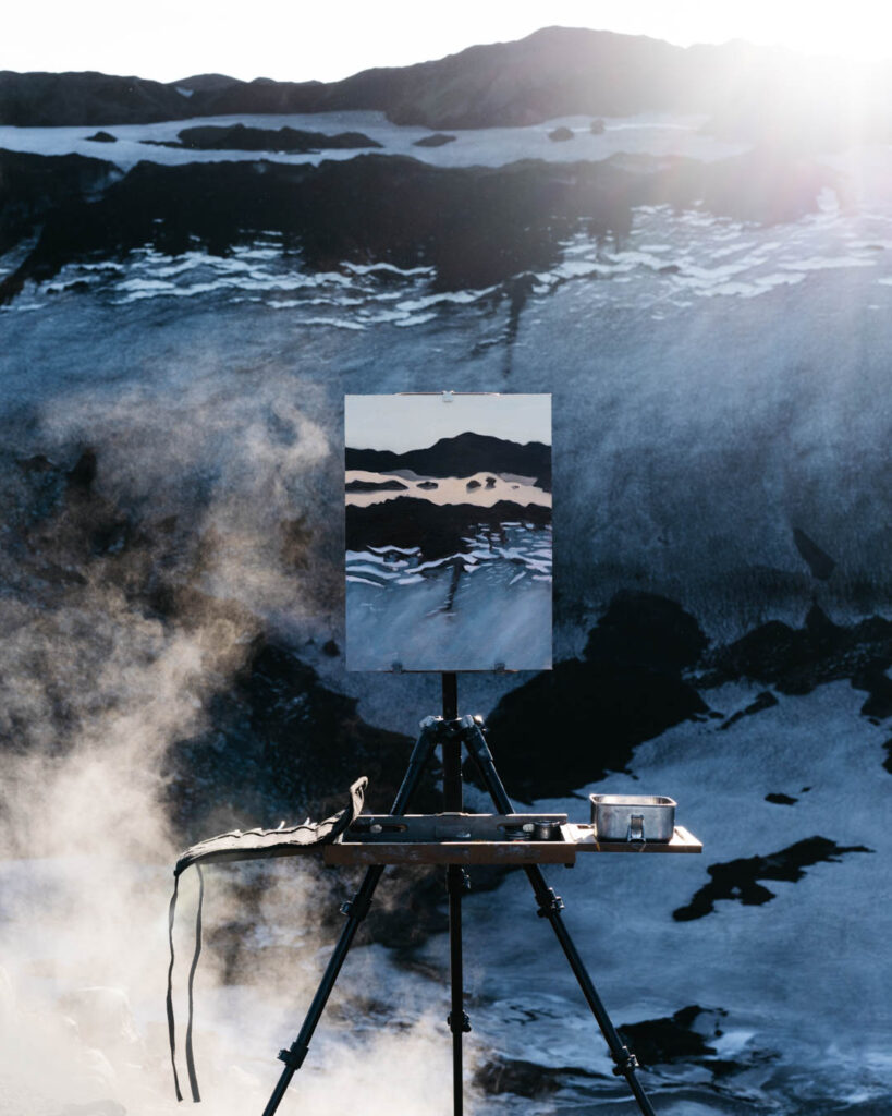 en plein air, glaciar, glacier, landscape, oil painting, outdoor painting, painting, paisaje, pintura, plein air, plein air painting